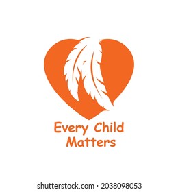 Every Child Matters Logo. Feather, Fur, or Quill Symbol. National day of Truth and Reconciliation. Vector Illustration Icon. svg