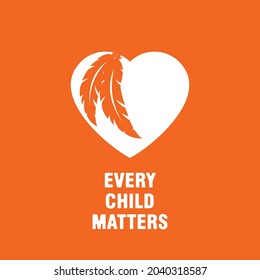 Every Child Matters Logo. Feather, Fur, or Quill Symbol. National day of Truth and Reconciliation. Vector Illustration Icon. svg