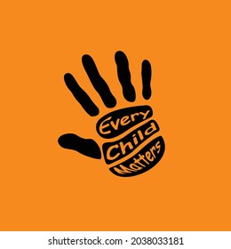 Every Child Matters Logo. Hand print Symbol. National day of Truth and Reconciliation. Vector Illustration Icon.