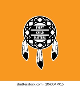 Every Child Matters Logo. Hand, Feather, Fur, or Quill Symbol. National day of Truth and Reconciliation. Vector Illustration Icon.