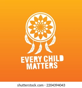 Every Child Matters Logo. National Day of Truth and Reconciliation. Orange Shirt Day of Canada. September 30. Vector Illustration Icon.