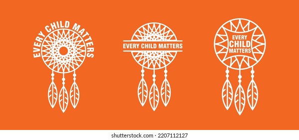 Every Child Matters Logo. National Day of Truth and Reconciliation. Orange Shirt Day of Canada. September 30. Vector Illustration Icon.