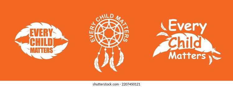 Jedes Kinderlogo. Nationalfeiertag der Wahrheit und Versöhnung. Orange Shirt Day of Canada. 30. September. Vektorgrafik-Symbol.