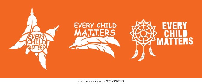Every Child Matters Logo. National Day of Truth and Reconciliation. Orange Shirt Day of Canada. September 30. Vector Illustration Icon.