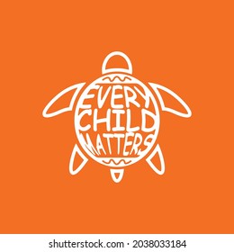 Every Child Matters Logo. Turtle Symbol. National day of Truth and Reconciliation. Vector Illustration Icon.