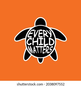 Every Child Matters Logo. Turtle Symbol. National day of Truth and Reconciliation. Vector Illustration Icon.