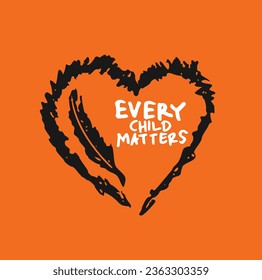 Every Child Matters. National Day for Truth and Reconciliation. Orange T-Shirt Day. 30th September. Vector Illustration.