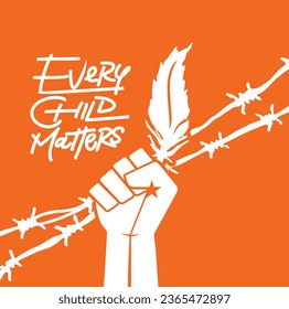Every Child Matters. National Day for Truth and Reconciliation. Orange T-Shirt Day. 30th September. Vector Illustration.