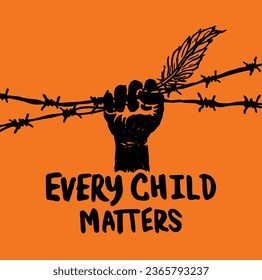 Every Child Matters. National Day for Truth and Reconciliation. Orange T-Shirt Day. 30th September. Vector Illustration.
