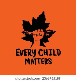 Every Child Matters. National Day for Truth and Reconciliation. Orange T-Shirt Day. 30th September. Vector Illustration.