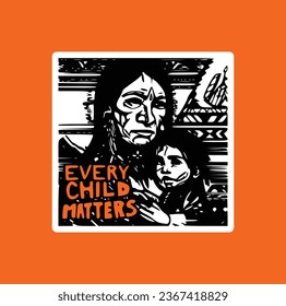 Every Child Matters. National Day of Truth and Reconciliation. Modern creative banner. Orange T-shirt Day.	
