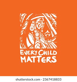 Every Child Matters. National Day of Truth and Reconciliation. Modern creative banner. Orange T-shirt Day.	

