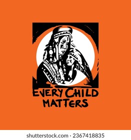 Every Child Matters. National Day of Truth and Reconciliation. Modern creative banner. Orange T-shirt Day.	

