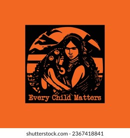 Every Child Matters. National Day of Truth and Reconciliation. Modern creative banner. Orange T-shirt Day.	
