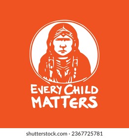 Every Child Matters. National Day of Truth and Reconciliation. Modern creative banner. Orange T-shirt Day.	
