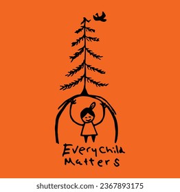 Every Child Matters. National Day for Truth and Reconciliation. Orange T-Shirt Day. 30th September. Vector Illustration.