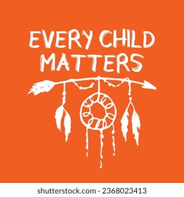 Every Child Matters. National Day for Truth and Reconciliation. Orange T-Shirt Day. 30th September. Vector Illustration.