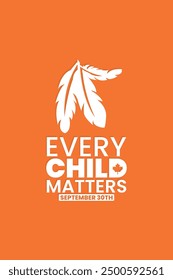 Every Child Matters, Orange shirt day of Canada, September 30, national day for truth and reconciliation, social media post, banner concept, vector illustration, Canada.