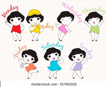 Every Day A Happy Day Character illustration set 