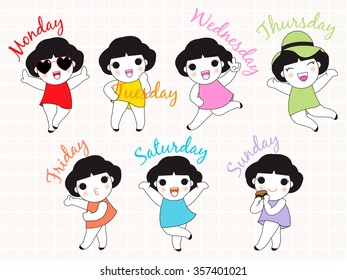 Every Day A Happy Day Character illustration set 