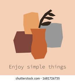Every day motivation as creative trendy abstract paper cut out collage background in minimal flat style with simple hand drawn shapes ideal for social media templates, neutral colors