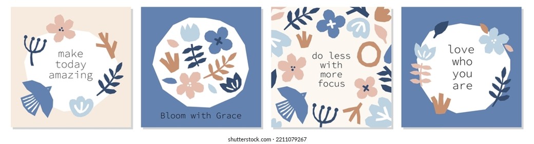 Every day motivation as set of creative trendy abstract backgrounds
