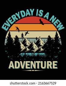 Every Day Is A New Adventure T-shirt Design | Vintage Adventure T-shirt Design