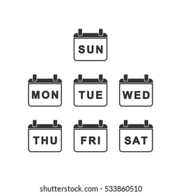 Every Day Week Calendar icon flat. Illustration isolated on white background. Vector grey sign symbol