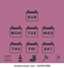 Every Day Week Calendar icon flat. Simple vector grey pictogram and bonus symbol