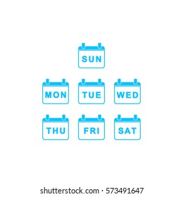 Every Day Week Calendar icon flat. Blue pictogram on white background. Vector illustration symbol