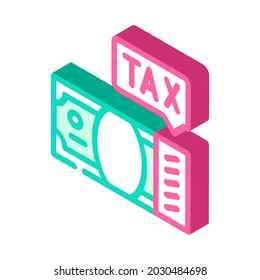 cada dólar vector de icono isométrico de impuestos. cada signo de impuesto en dólares. ilustración de símbolo aislado