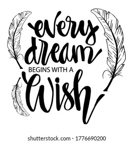 Every Dream Begins Wish Hand Lettering Stock Vector (Royalty Free ...