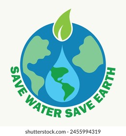 Every Drop Counts Save Water Save Earth | Save Lives Water Conservation Logo | Conserve Today Thrive Tomorrow