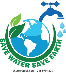 Every Drop Counts Save Water Save Earth | Save Lives Water Conservation Logo | Conserve Today Thrive Tomorrow