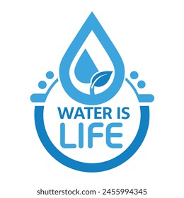 Every Drop Counts Save Water Save Earth | Save Lives Water Conservation Logo | Conserve Today Thrive Tomorrow