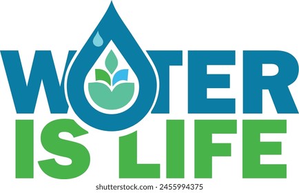 Every Drop Counts Save Water Save Earth | Save Lives Water Conservation Logo | Conserve Today Thrive Tomorrow