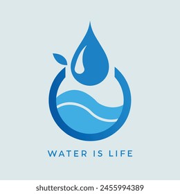 Every Drop Counts Save Water Save Earth | Save Lives Water Conservation Logo | Conserve Today Thrive Tomorrow