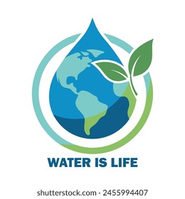 Every Drop Counts Save Water Save Earth | Save Lives Water Conservation Logo | Conserve Today Thrive Tomorrow