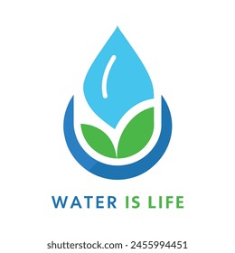 Every Drop Counts Save Water Save Earth | Save Lives Water Conservation Logo | Conserve Today Thrive Tomorrow