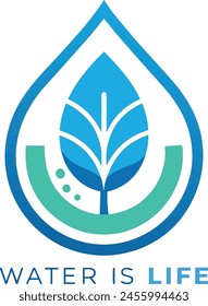 Every Drop Counts Save Water Save Earth | Save Lives Water Conservation Logo | Conserve Today Thrive Tomorrow