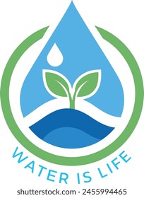 Speichern Speichern Jeder Tropfen zählt Wasser für die Erde | Speichern Lives Water Conservation Logo | Heute sparen - morgen erfolgreich sein