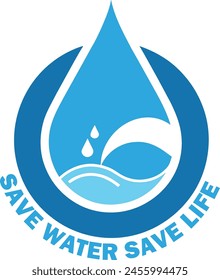 Every Drop Counts Save Water Save Earth | Save Lives Water Conservation Logo | Conserve Today Thrive Tomorrow