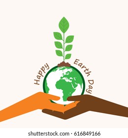 every hand support earth day celebration concept design