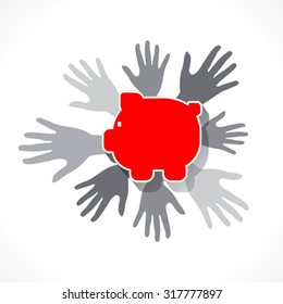 every hand supports for causes or financial help concept design vector