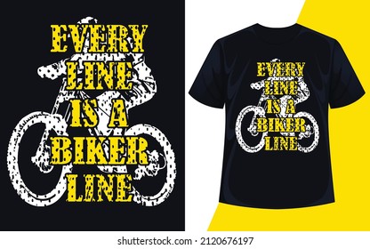 Jede Zeile ist ein Biker-Linie Typografie-Bike-Art T-Shirt-Design-Vektorgrafik