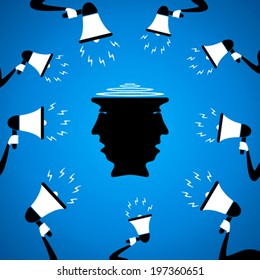 every loud speaker to men head design concept vector