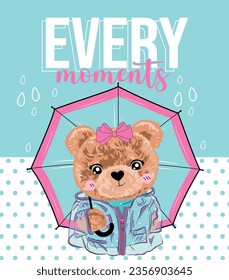 every moments cute bear love rain