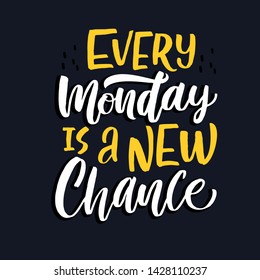 Every monday is a new chance motivation lettering qoute.