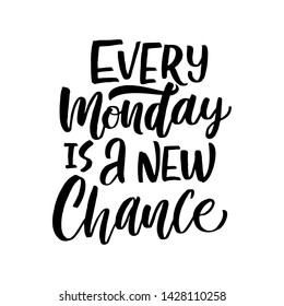 Every Monday Is A New Chance Motivation Lettering Qoute.