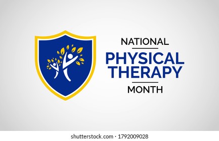 Every October we celebrate National Physical Therapy Month, an annual opportunity to raise awareness about the benefits of physical therapy. Vector illustration.